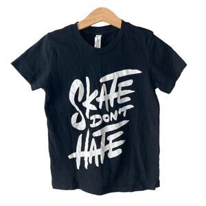 Rose City Rollers PDX Skate Don't Hate Tee - Bella Canvas Black White Small 6-8